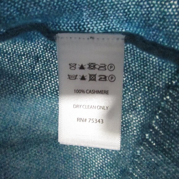 TAHARI 100% 2-Ply Cashmere V-Neck Sweater in Deep Heathered Teal Blue Size M - Picture 5 of 8